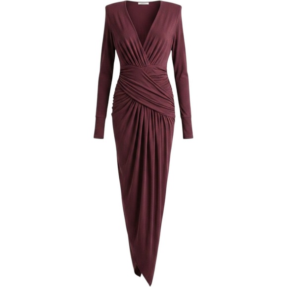 Young Broke and Fabulous Pants - Young Fabulous & Broke oversized S maroon longsleeve maxi dress V neck I